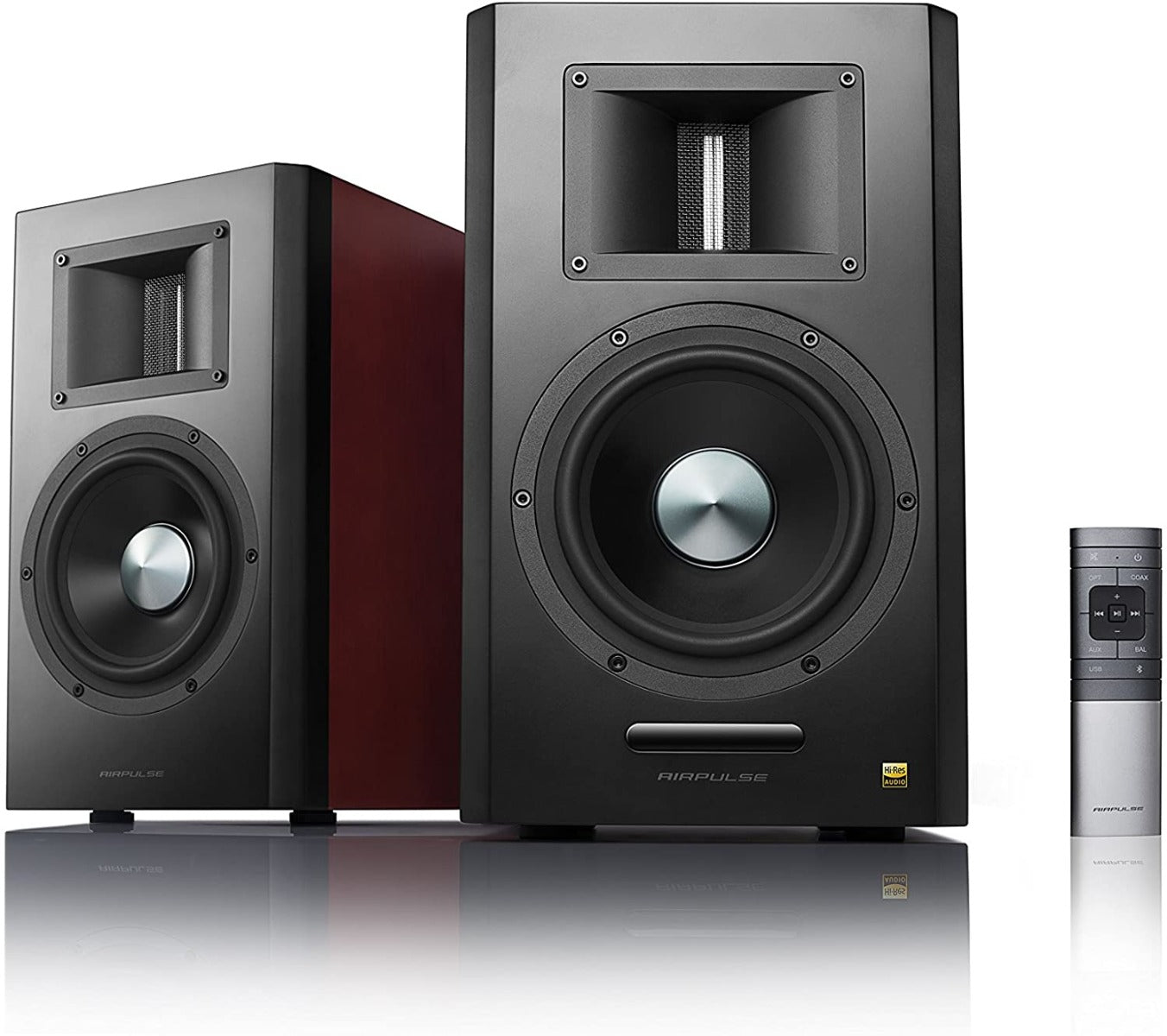 AirPulse A300 Active Bookshelf Bluetooth HiRes Audio Speakers Cherry Red