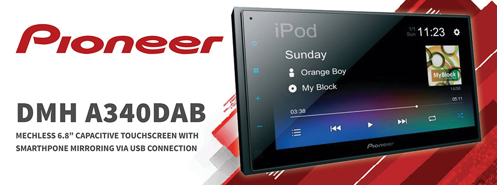Pioneer DMH-A340DAB 6.8” Double Din Touch Screen DAB Radio, WebLink, Smartphone Mirroring, Bluetooth & USB