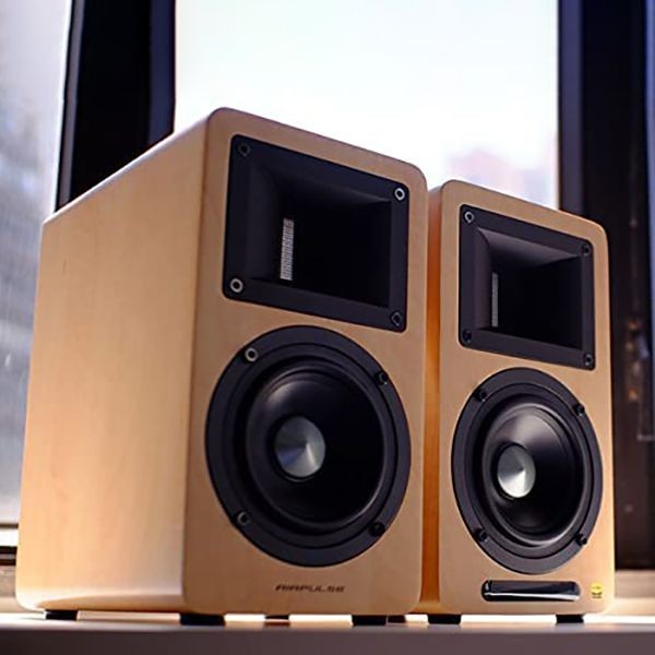 AirPulse A80 Active Bookshelf Bluetooth HiRes Audio Speakers Pine