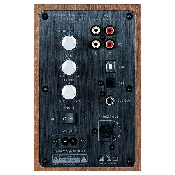 AirPulse A80 Active Bookshelf Bluetooth HiRes Audio Speakers Pine