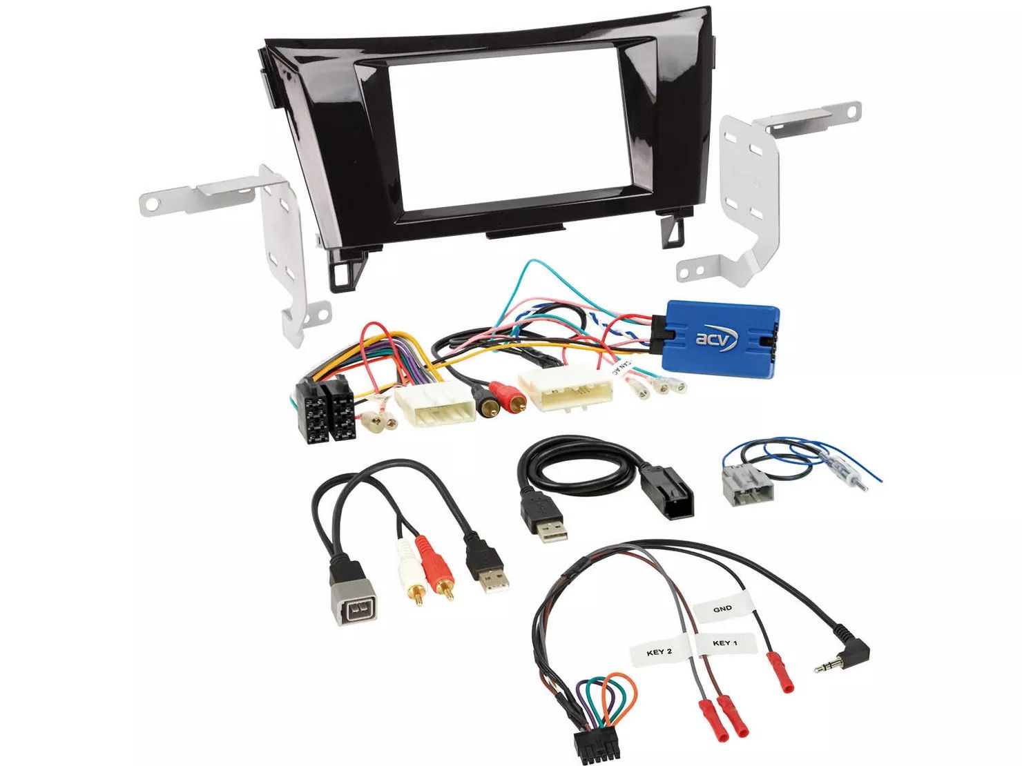 Nissan Qashqai, X-Trail Black Double Din Facia Kit ACV 621210-17-1