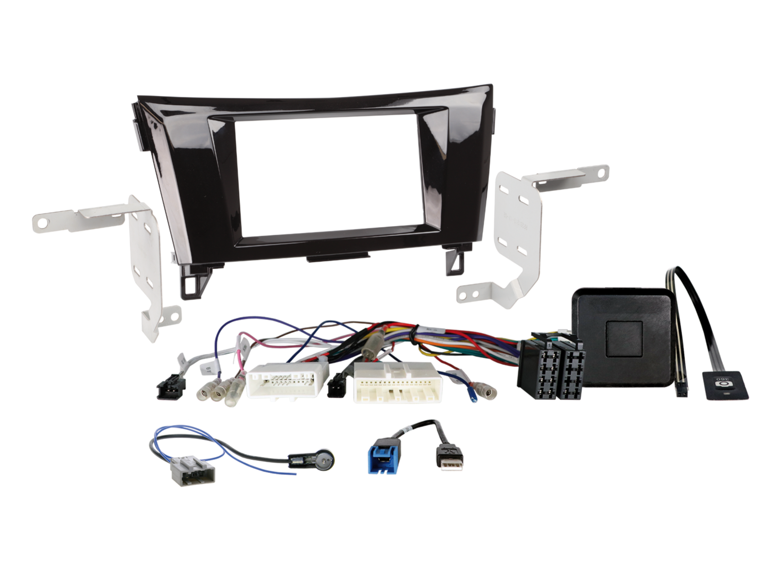 Nissan Qashqai, X-Trail, Rogue II Black Double Din Facia Kit ACV 621210-17-2