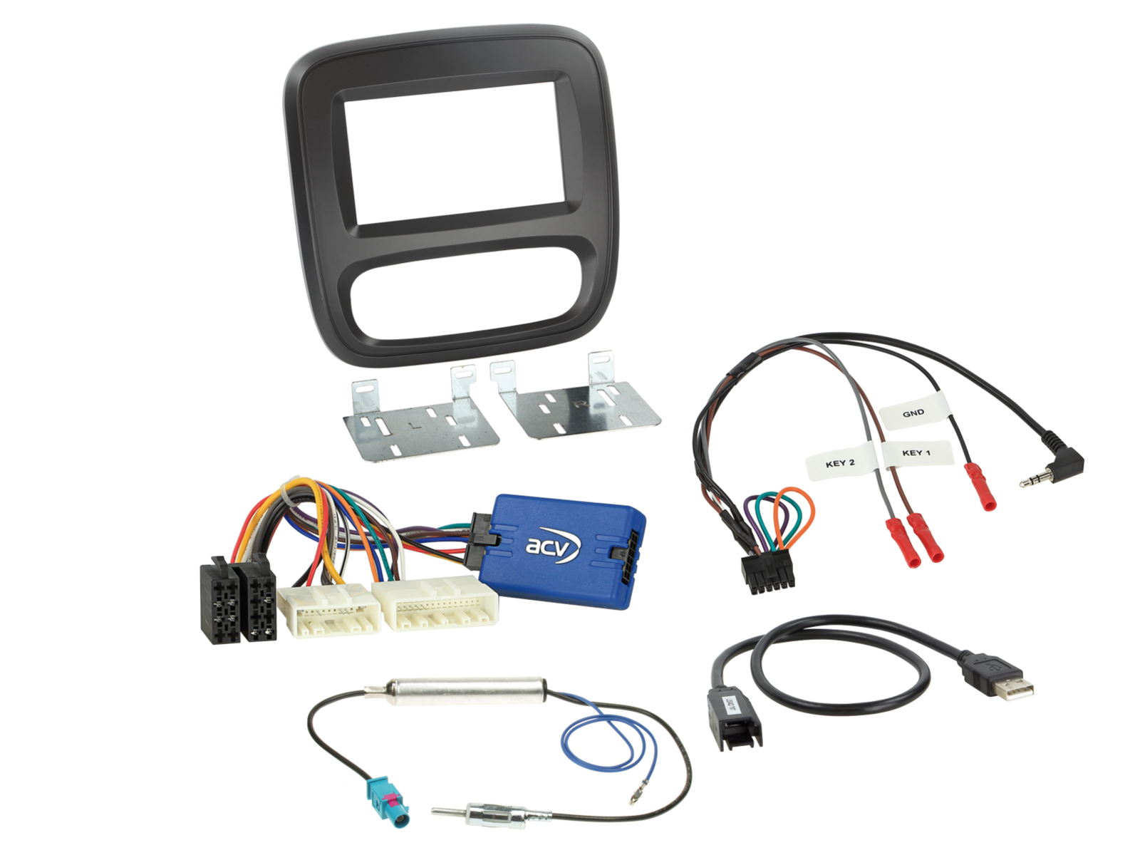 Fiat, Nissan, Renault Trafic III and Vauxhall Black Double Din Facia Kit ACV 621230-16-1