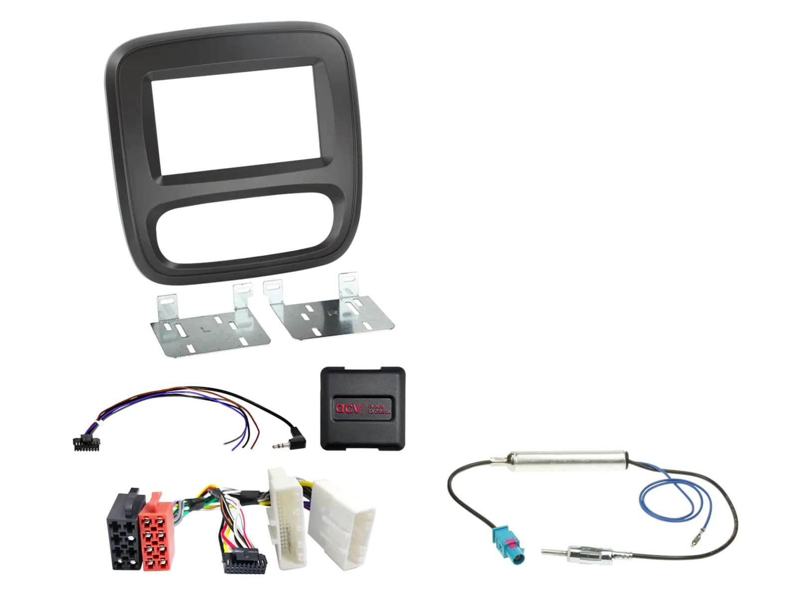 Fiat, Nissan, Renault, Vauxhall Black Double Din Facia Kit ACV 621250-16-1