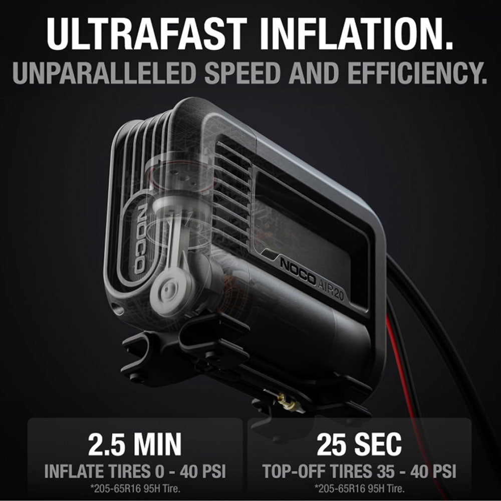 NNOCO AIR20 UltraFast 20A Tire Inflator 12V Portable Air Compressor Pump