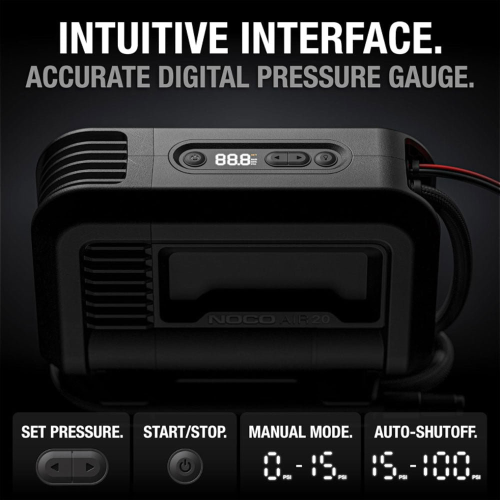 NNOCO AIR20 UltraFast 20A Tire Inflator 12V Portable Air Compressor Pump