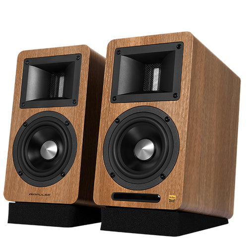 AirPulse A80 Active Bookshelf Bluetooth HiRes Audio Speakers Walnut