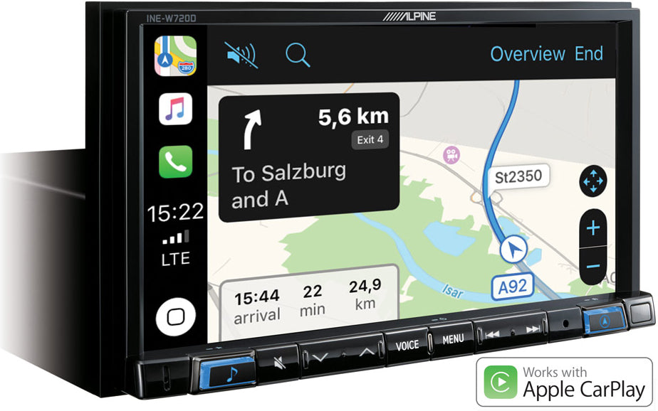 Alpine INE-W720D 7” Touch Screen Navigation with TomTom maps, Apple CarPlay Android Auto HDMI DAB+