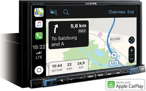 Alpine INE-W720D 7” Touch Screen Navigation with TomTom maps, Apple CarPlay Android Auto HDMI DAB+