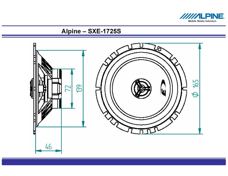 Alpine SXE-1725S 16.5cm 220W 2-way Coaxial Custom Car Speakers