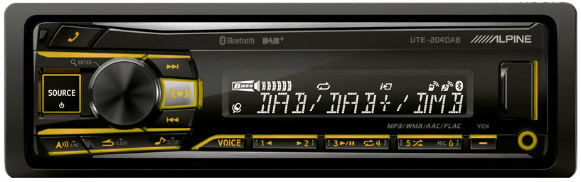 Alpine UTE-204DAB Mechless Android USB / AUX Radio with Variable Illumination, Bluetooth DAB Antenna