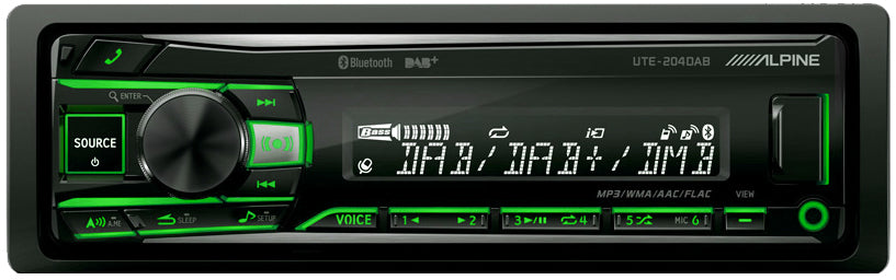 Alpine UTE-204DAB Mechless Android USB / AUX Radio with Variable Illumination, Bluetooth DAB Antenna