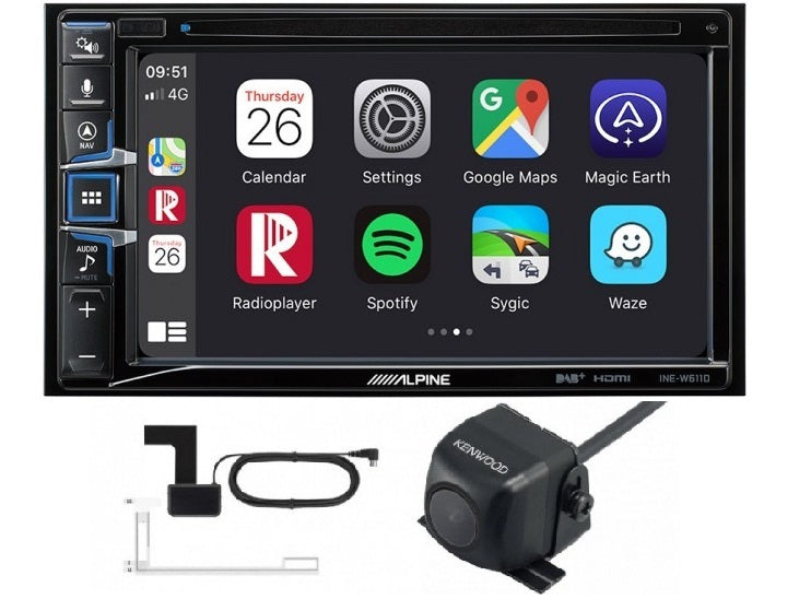 ALPINE INE-W611D 6.5" DVD/DIVX/CD//USB DAB+ digital radio, TomTom SatNav Apple CarPlay Android Bluetooth Reverse Camera