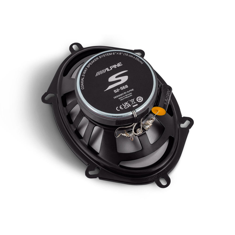 Alpine S2-S68 6"x8" S-Series 2-way 230W Peak (75W RMS) Coaxial Speakers
