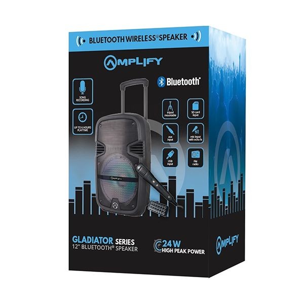 Volkano AM-3900-12 Amplify Gladiator 12 Series 12″ Bluetooth Trolley Speaker