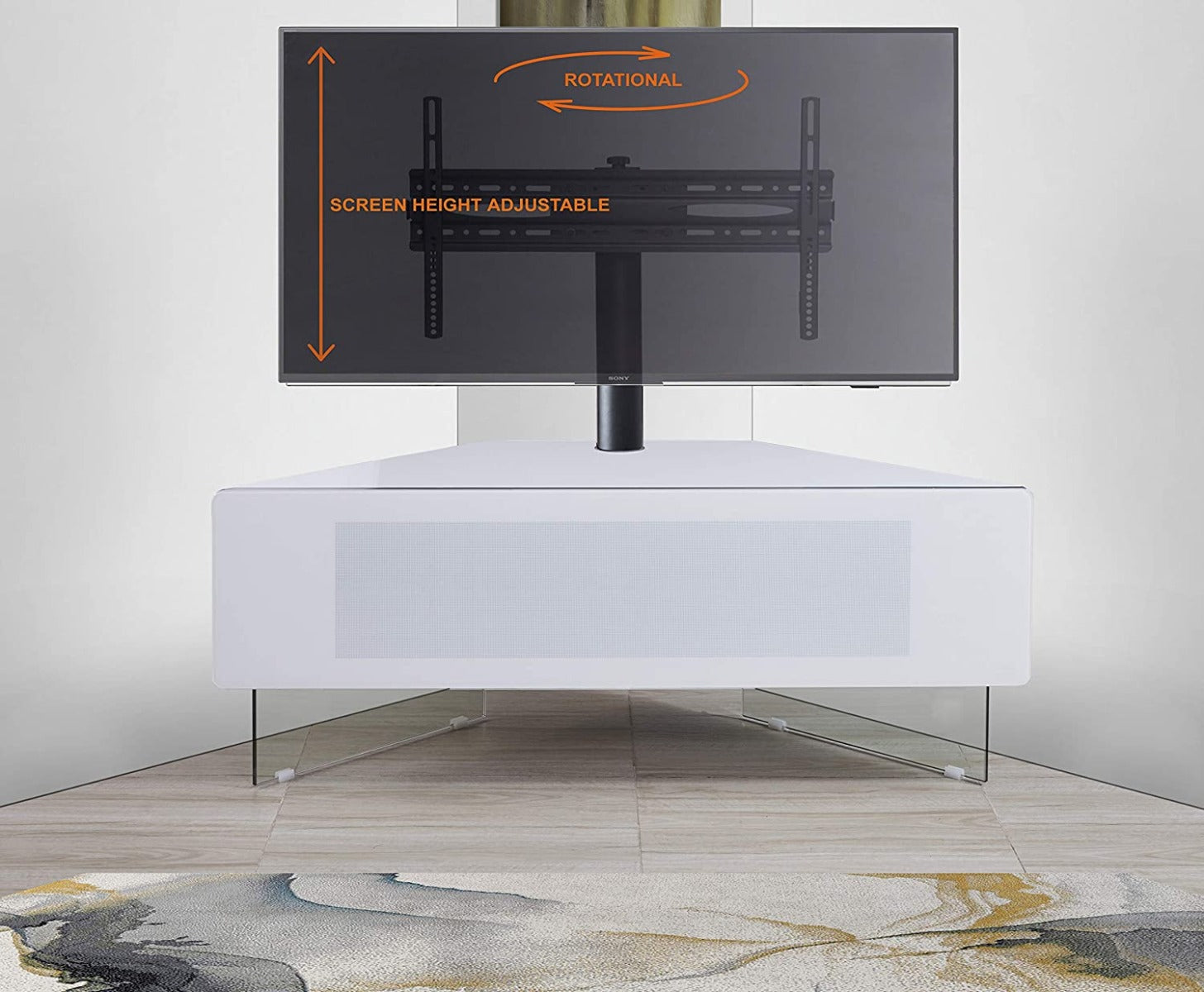 MDA Designs Antares High Gloss White Cantilever TV Cabinet