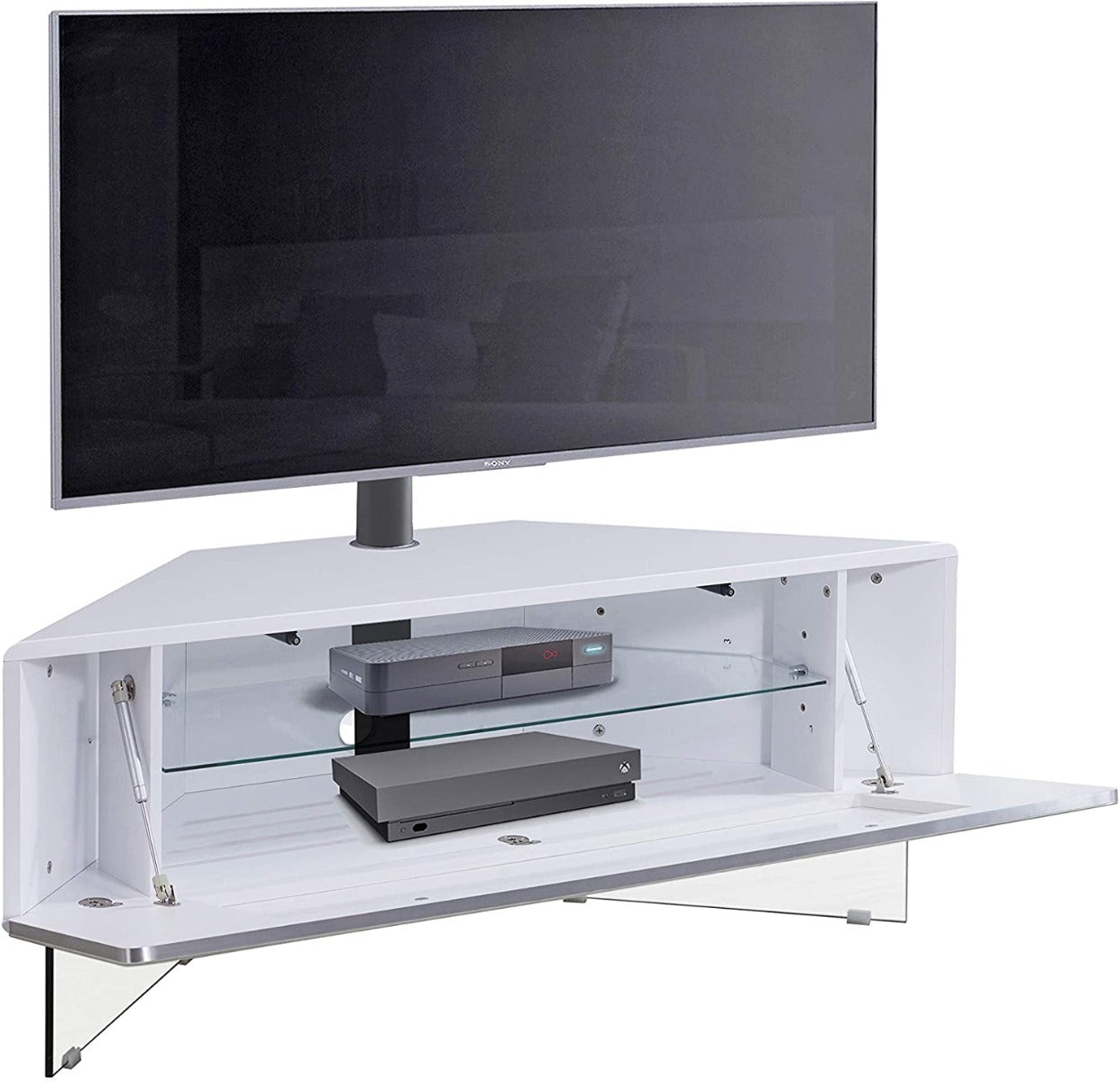 MDA Designs Antares High Gloss White Cantilever TV Cabinet