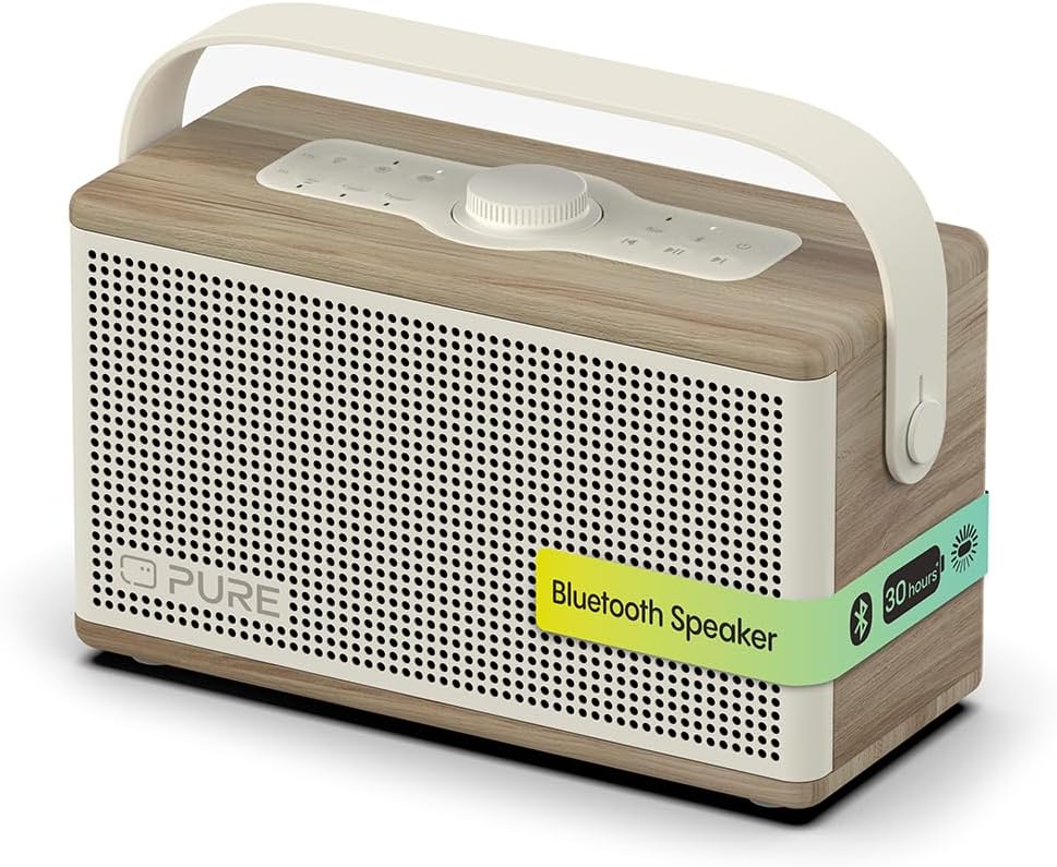 PURE Classic Aura - Ambient Portable Bluetooth Speaker - Cotton White/Oak