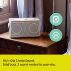 PURE Classic Aura - Ambient Portable Bluetooth Speaker - Cotton White/Oak
