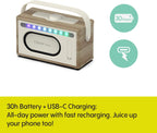 PURE Classic Aura - Ambient Portable Bluetooth Speaker - Cotton White/Oak