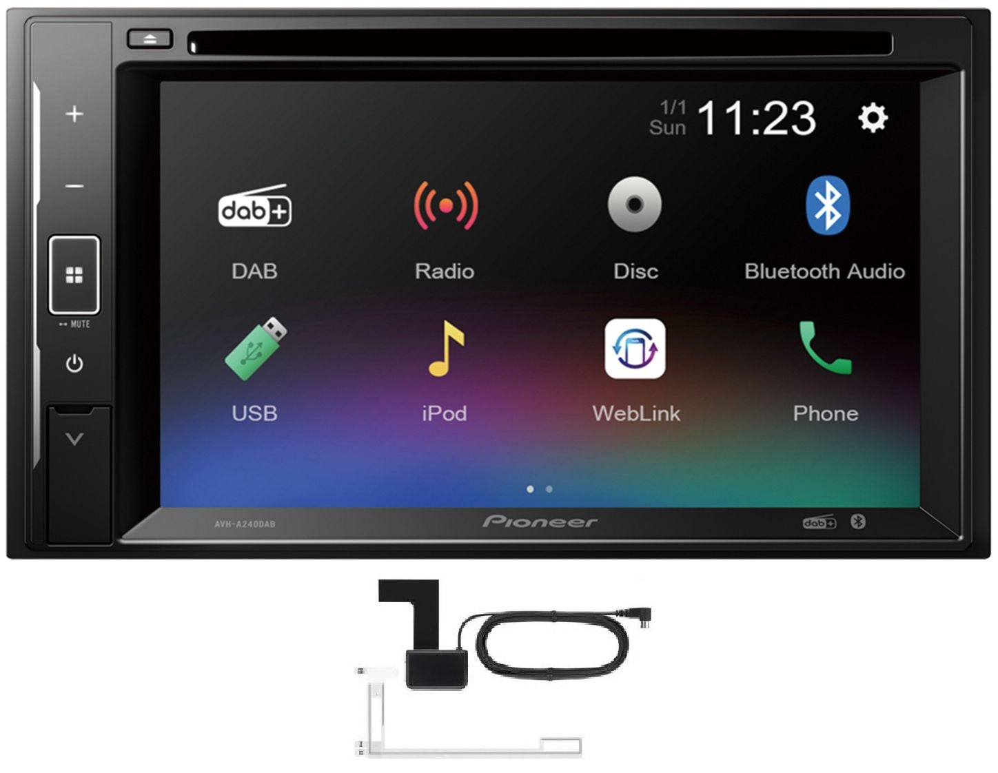 Pioneer AVH-A240DAB 6.2" Multimedia Player with Bluetooth, DAB/DAB+, Spotify & Siri Eyes Free DAB Aerial