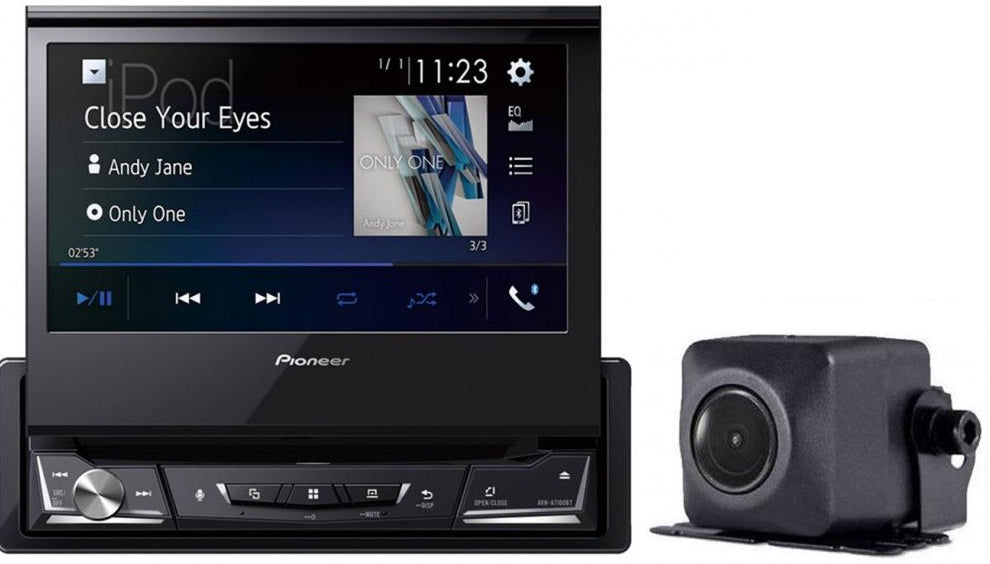 Pioneer AVH-A7100BT + ND-BC9 Multimedia 7" Flip Out Motorised Screen, Bluetooth