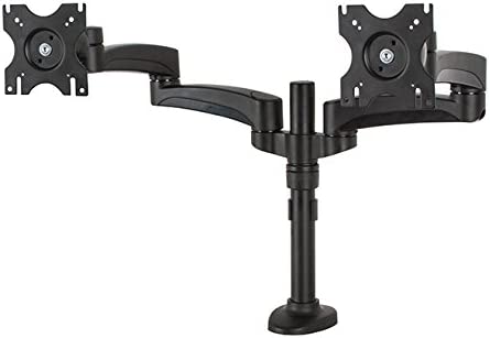 B-Tech BT7374 Twin Flat Screen Desk Mount with Double Arms in Graphite Black