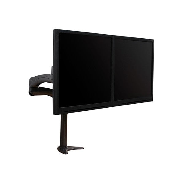 B-Tech BT7374 Twin Flat Screen Desk Mount with Double Arms in Graphite Black