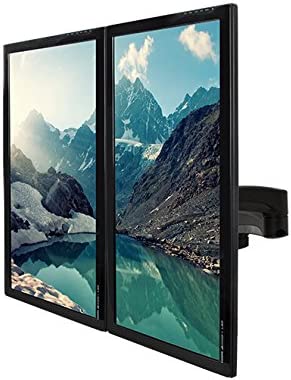 B-Tech BT7374 Twin Flat Screen Desk Mount with Double Arms in Graphite Black