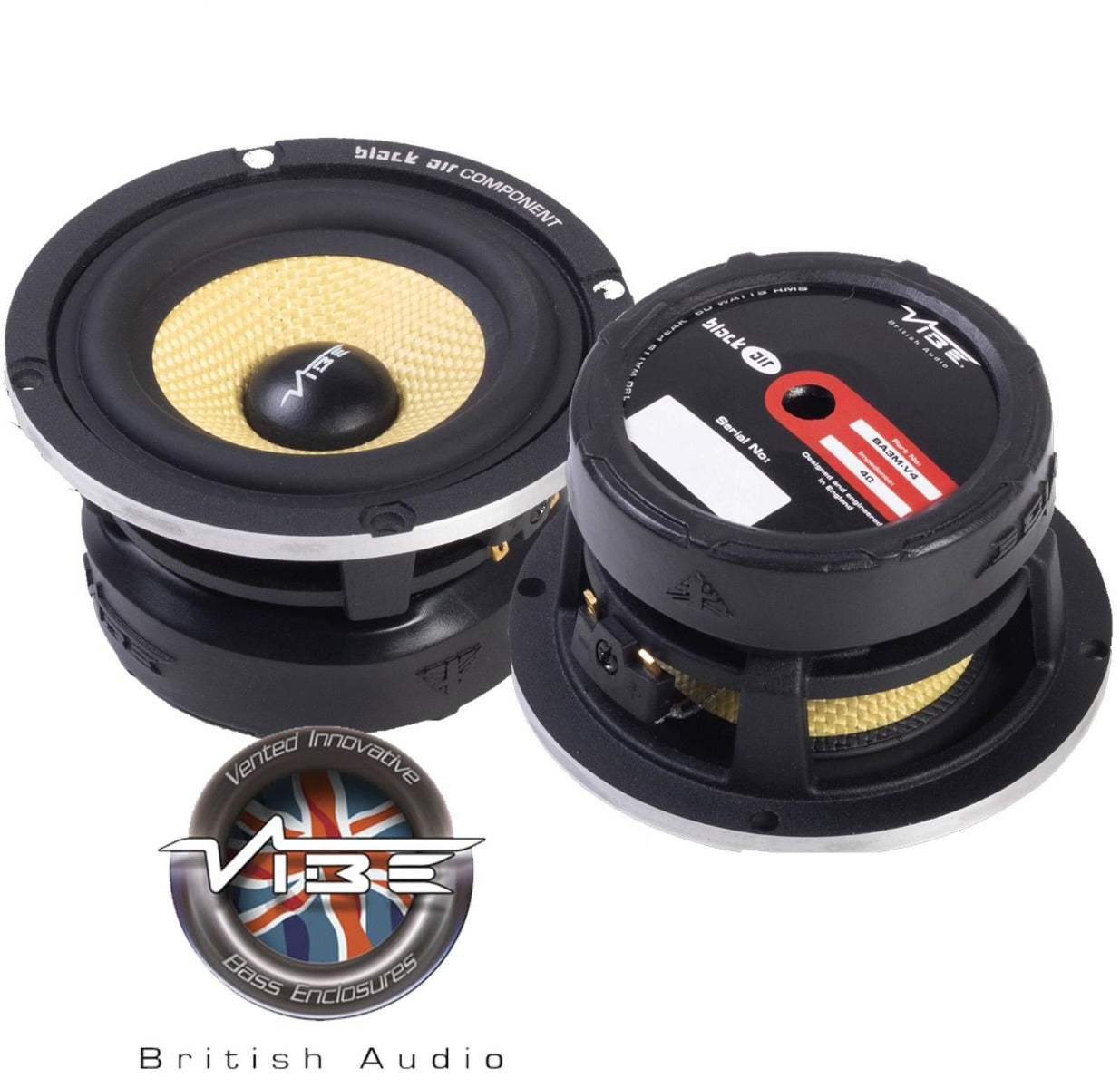 Vibe BA3M-V4 Blackair 180 Watts 3" inch 1 Way 4 Ohm Midrange Car Speaker Pair
