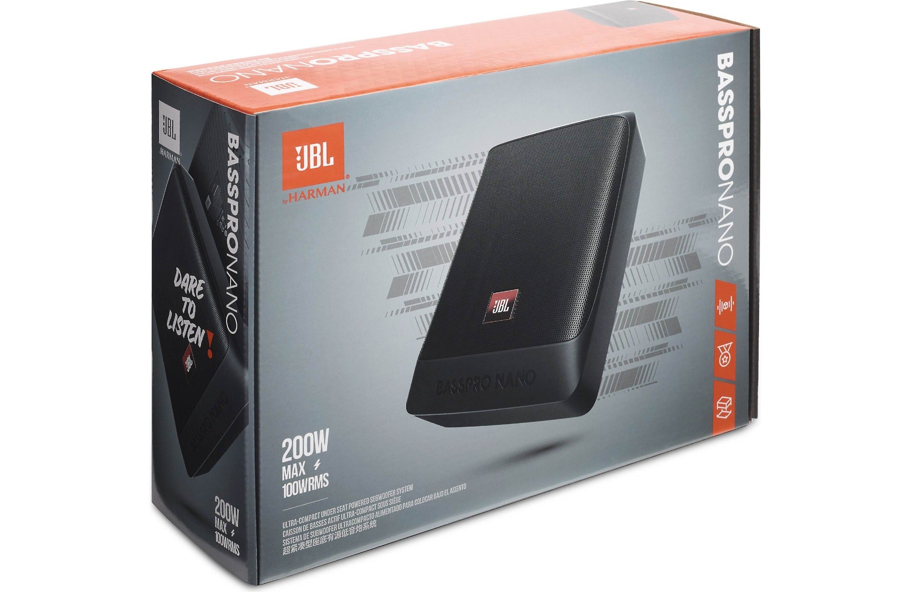 JBL BassPro Nano 200 Watt Ultra-Compact Under Seat Powered Subwoofer System W/ Wiring Kit