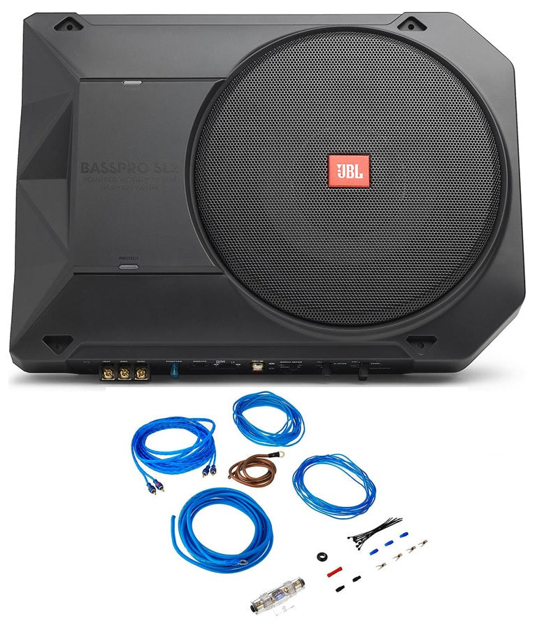 JBL BassPro SL2  8" Compact Powered Under-seat Subwoofer Enclosure with built in amp + kit