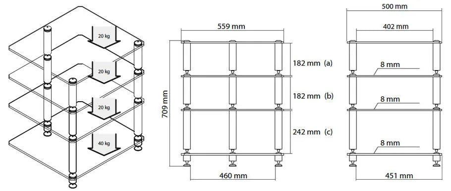 Norstone Bergen 2 4 Shelf for Hi-Fi Systems in Satin Black