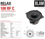 BLAM RELAX 100RFC 100mm 4 inch Hi-efficiency 2ohm, 2-Way Coaxial car audio speakers (PAIR) BL-100RFC