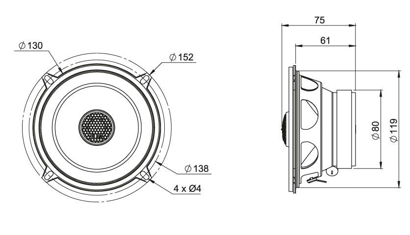 BLAM 130RC 13cm Relax Hi-efficiency Coax 2ohm Speakers Pair