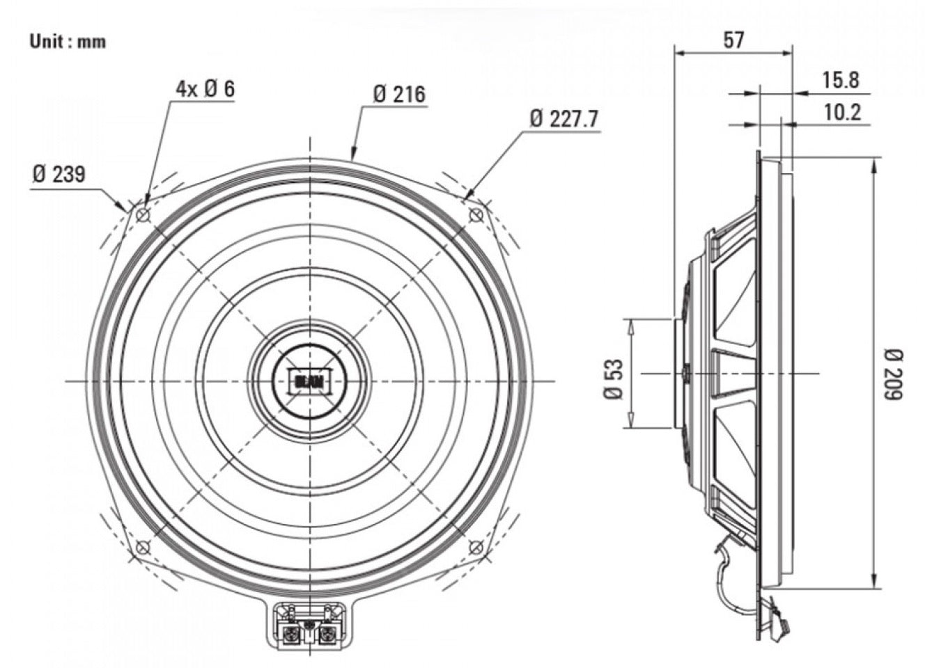 BMW 1,3,5,6,7-Series and X-1,3,5,6 BLAM hi-performance dedicated 200mm (8 inch) extra-flat underseat subwoofers (PAIR) BM200WN