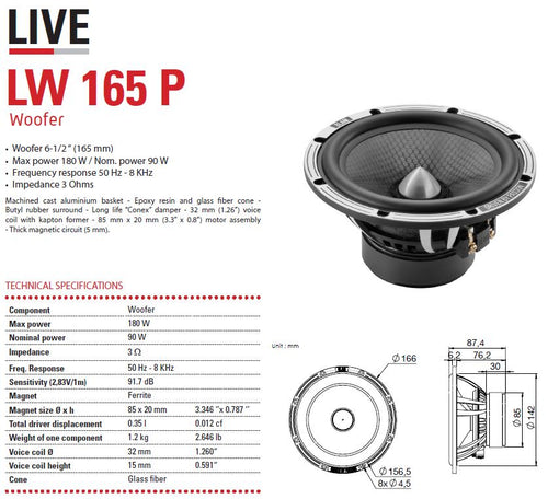 BLAM BL-L165-P LIVE HIGH POWER 165mm (6.5 inch) 180W 2-way component speaker system