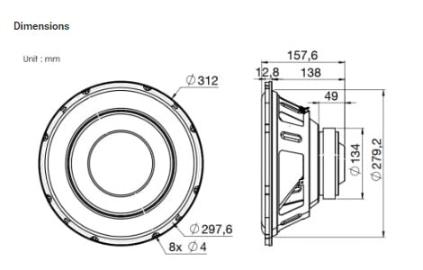BLAM BL-R12 RELAX R12 300mm 12 Inch 2 Ohm 500W Subwoofer (For 12 inch subwoofer enclosures)