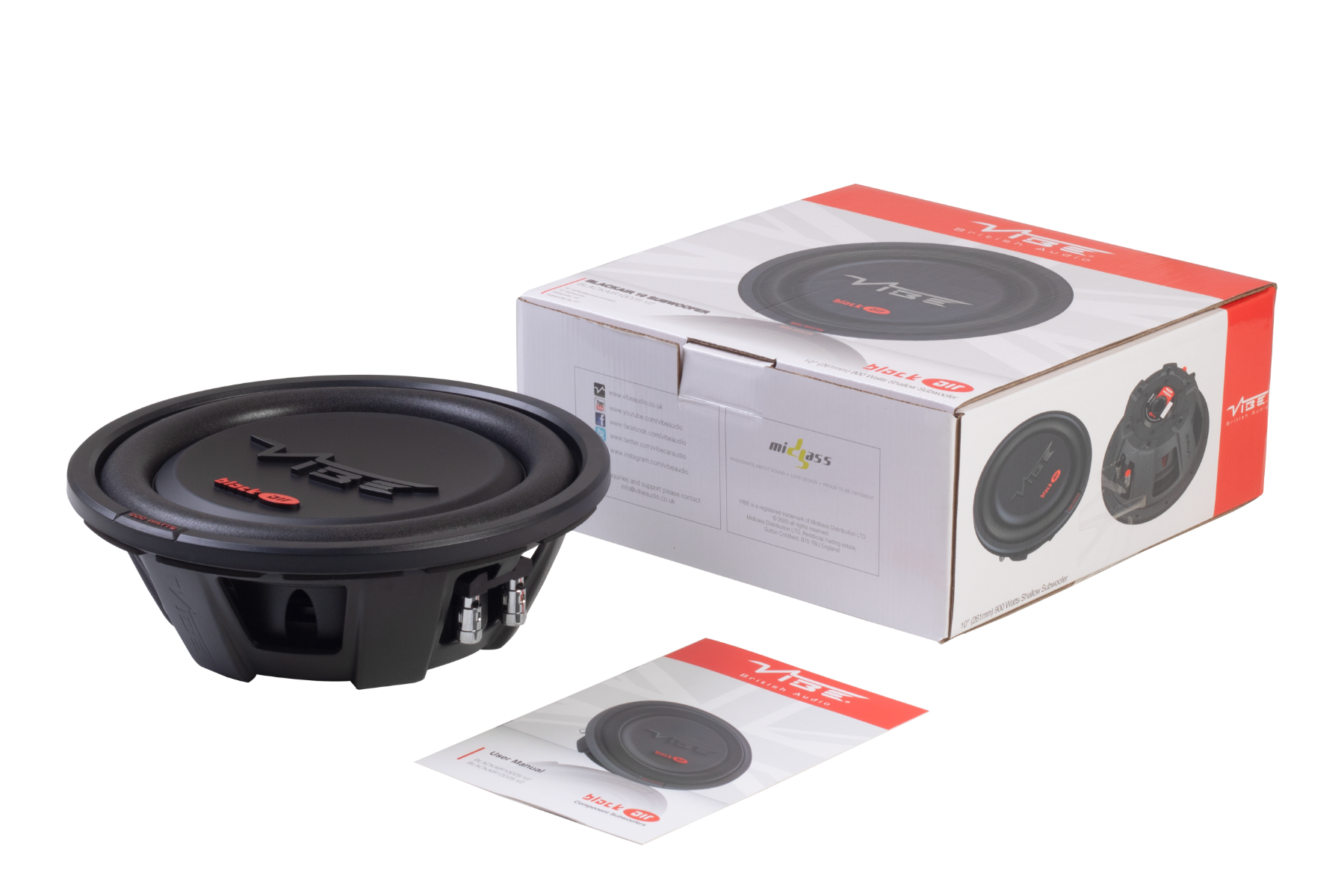 Vibe BLACKAIR10D2S-V3 10" Slimline Bass Car Subwoofer Dual 2Ohm 900W