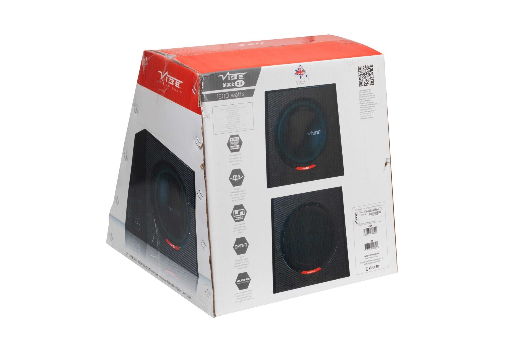 Vibe BLACKAIRC12-V2 Black Air Slimline 12 inch 1500w Passive Radiator Subwoofer Enclosure