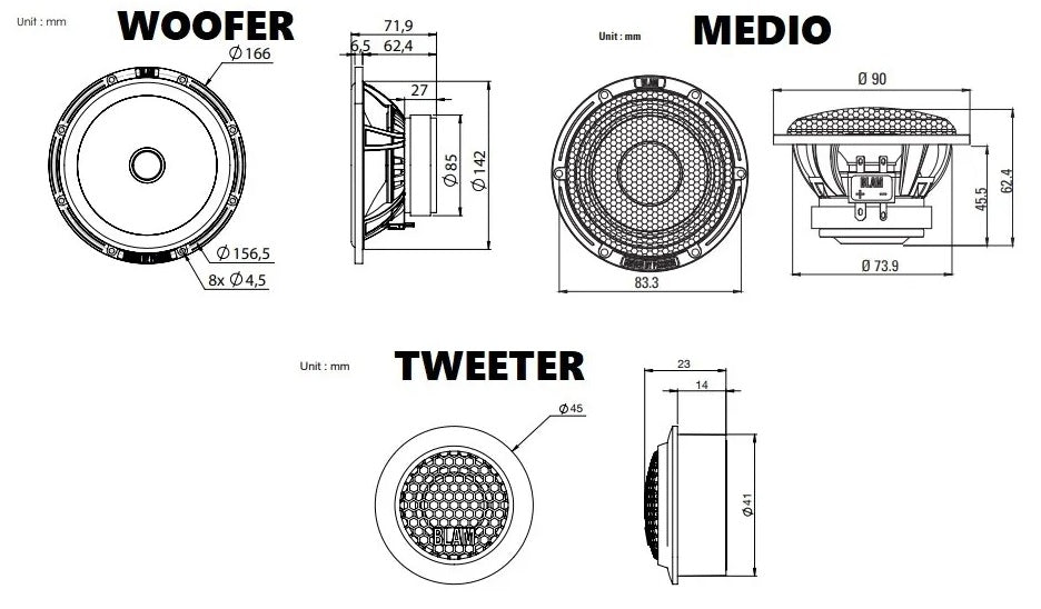 BLAM KIT 165R3 165mm (6.5") 3 (2+1)  2-Way Separate-Channel Loudspeaker System (PAIR)
