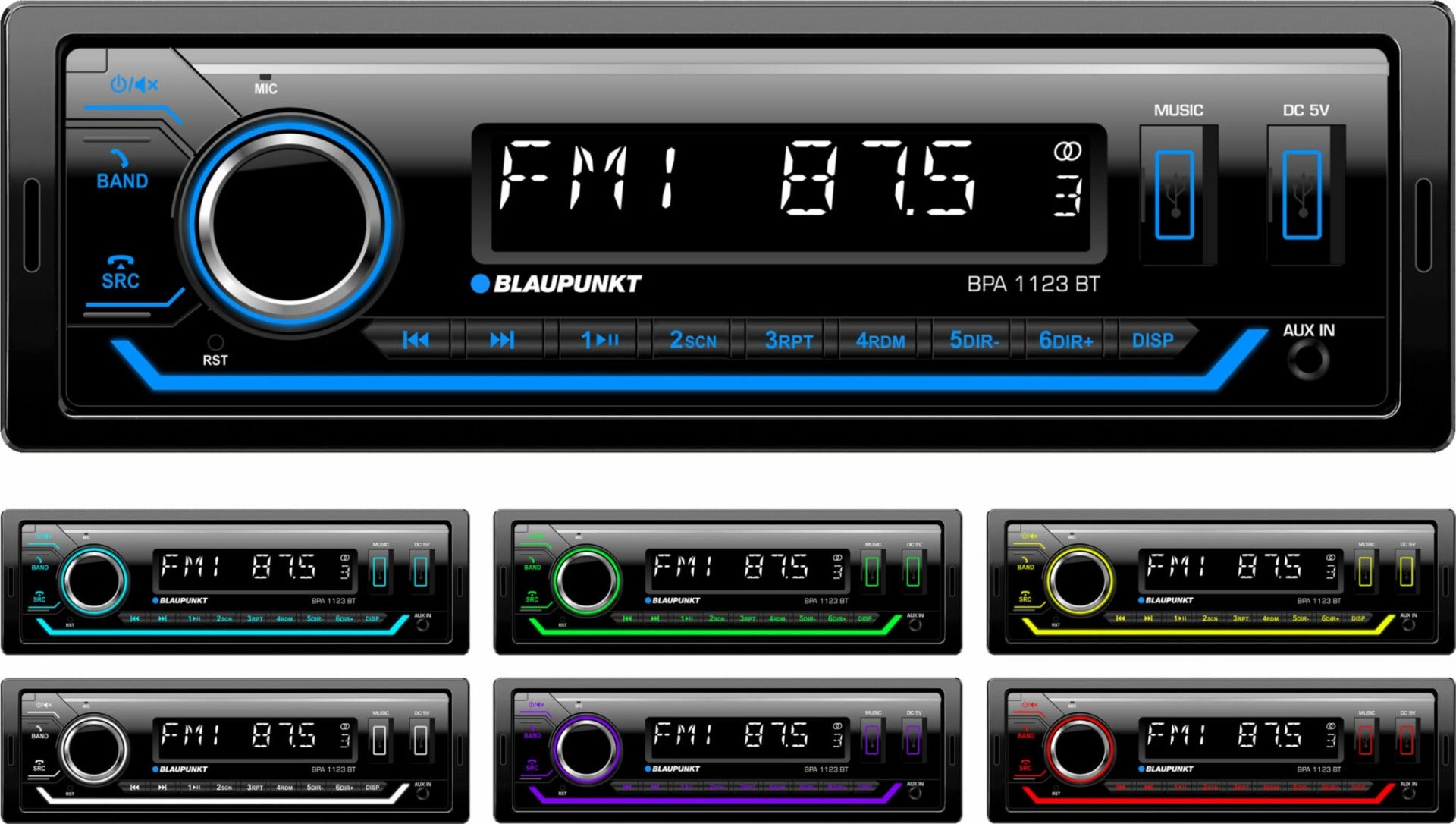 Blaupunkt BPA1123BT Single Din Mechless Front USB Bluetooth FM Tuner