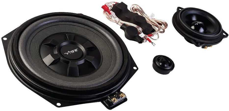 Vibe OPTISOUNDBMW BMW 8" Underseat Car Subs & 4" Front Door Component Speaker Upgrade Kit