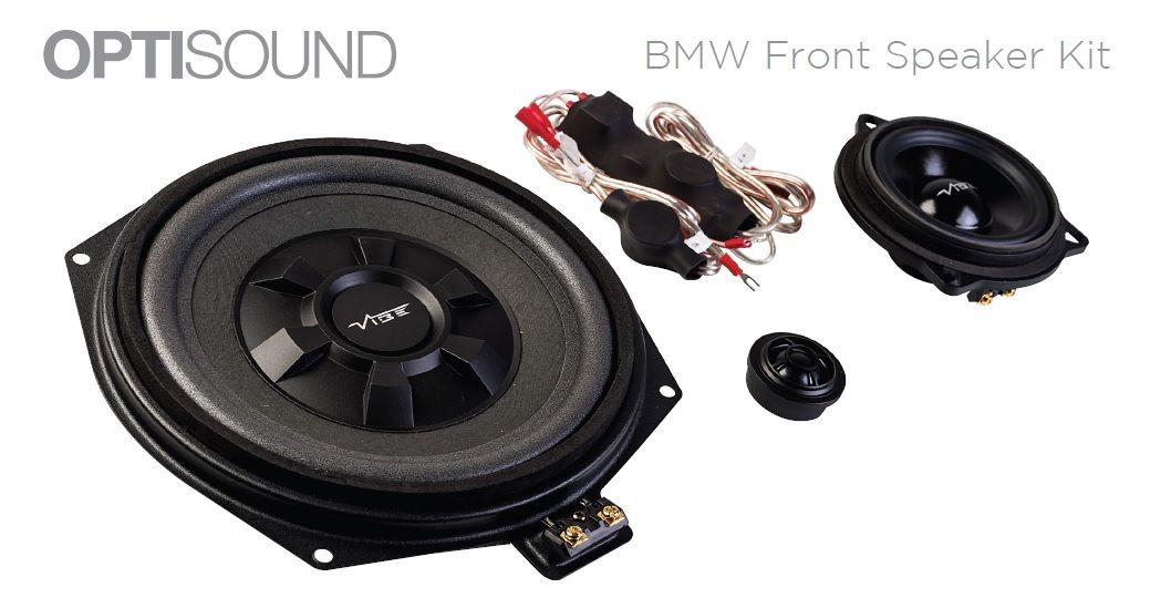 Vibe OPTISOUNDBMW BMW 8" Underseat Car Subs & 4" Front Door Component Speaker Upgrade Kit