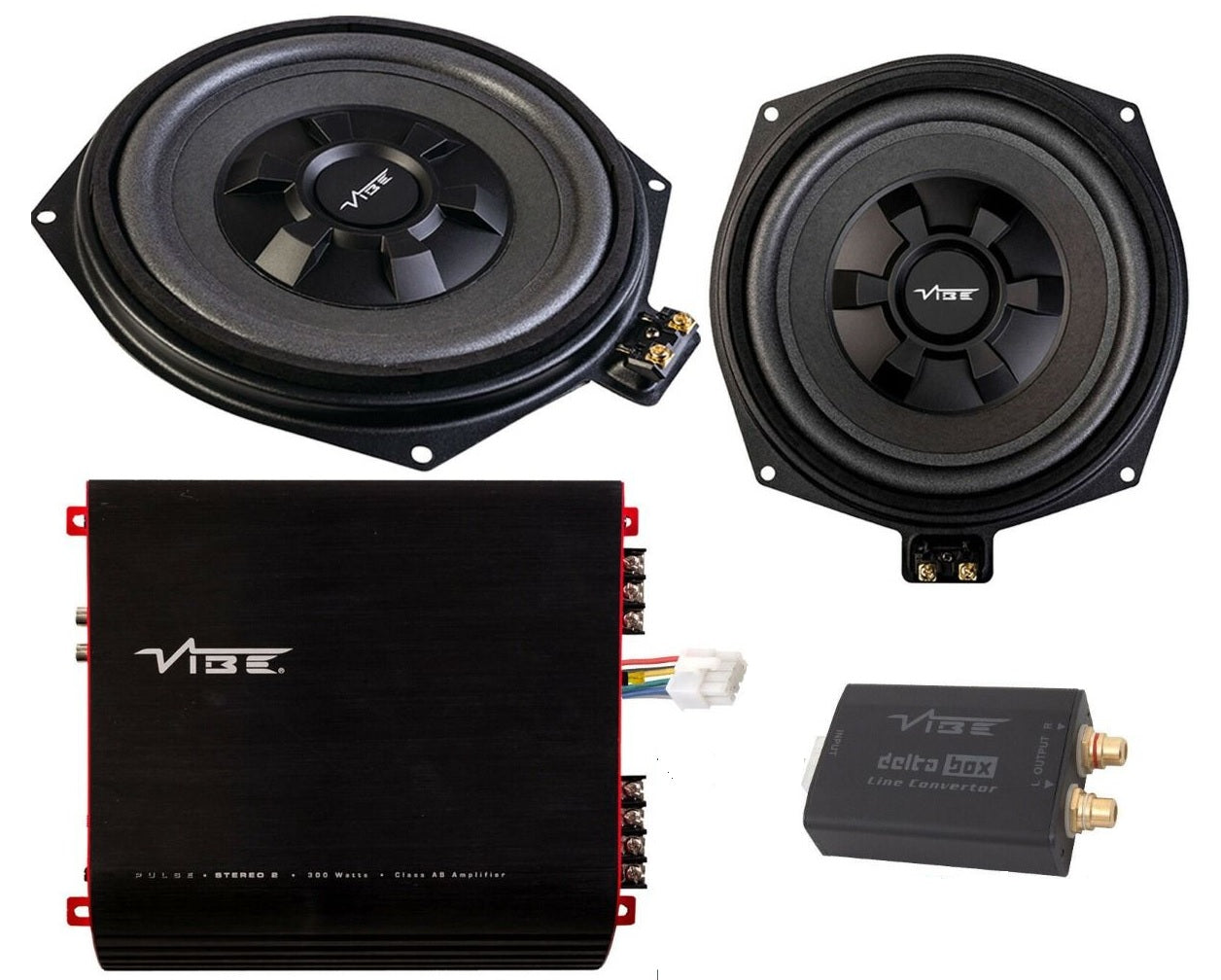 Vibe OPTISOUND BMW8-V4 BMW 1 3 4 5 6 Series & X1 X3 8" Underseat Car Subwoofers & Vibe 300 Watts Vibe Amplifer