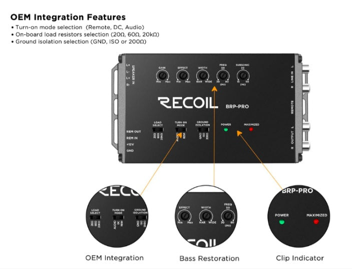 RECOIL BRP-PRO Bass Restoration Processor/ Line Output Converter/ Line Driver 23-002