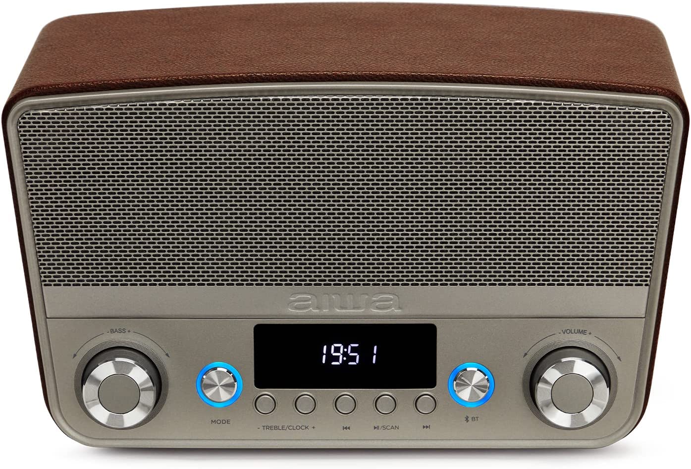 AIWA BSTU-750BR Vintage 50w RMS BT Multimedia Home Speaker - Brown