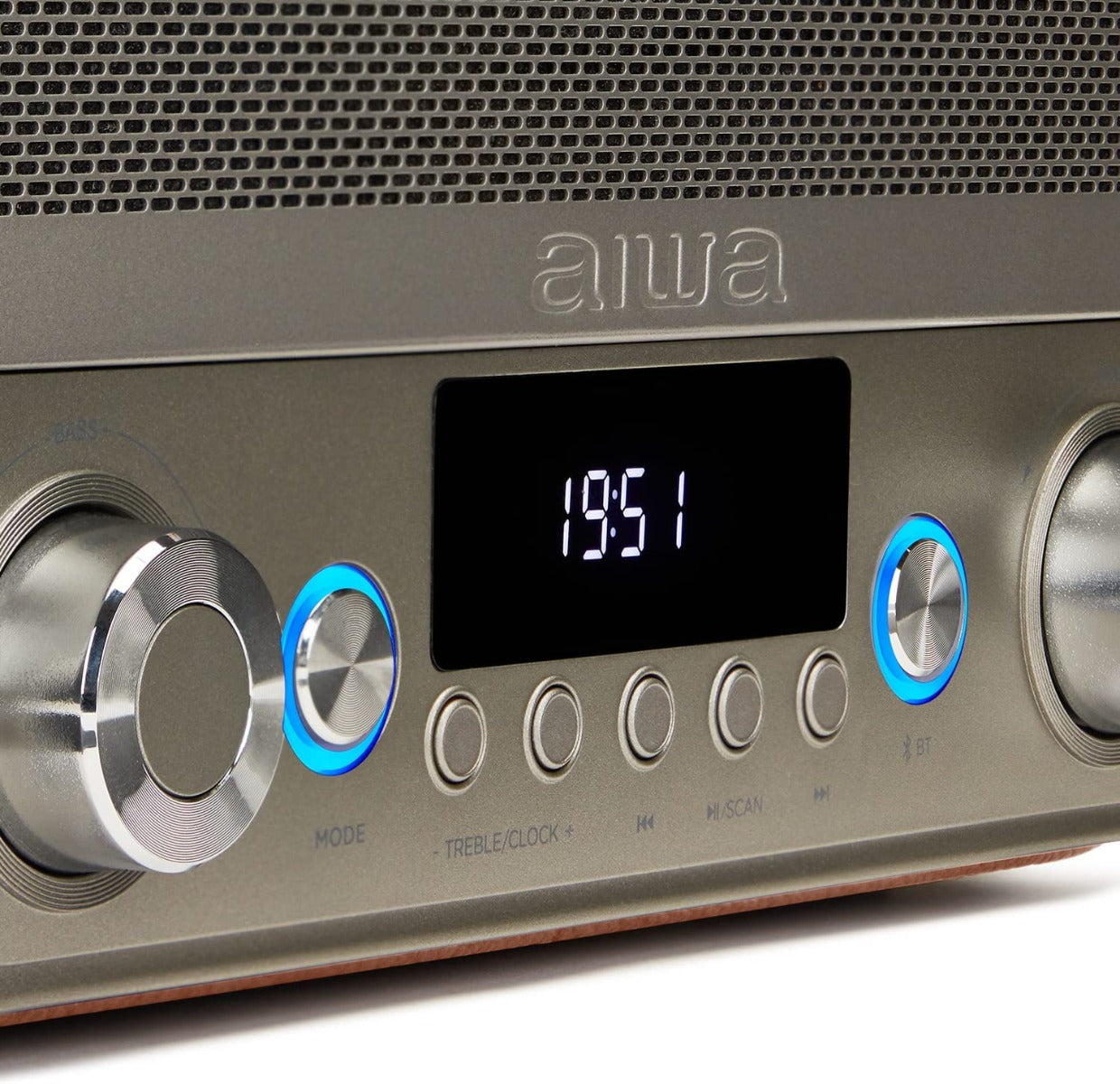 AIWA BSTU-750BR Vintage 50w RMS BT Multimedia Home Speaker - Brown