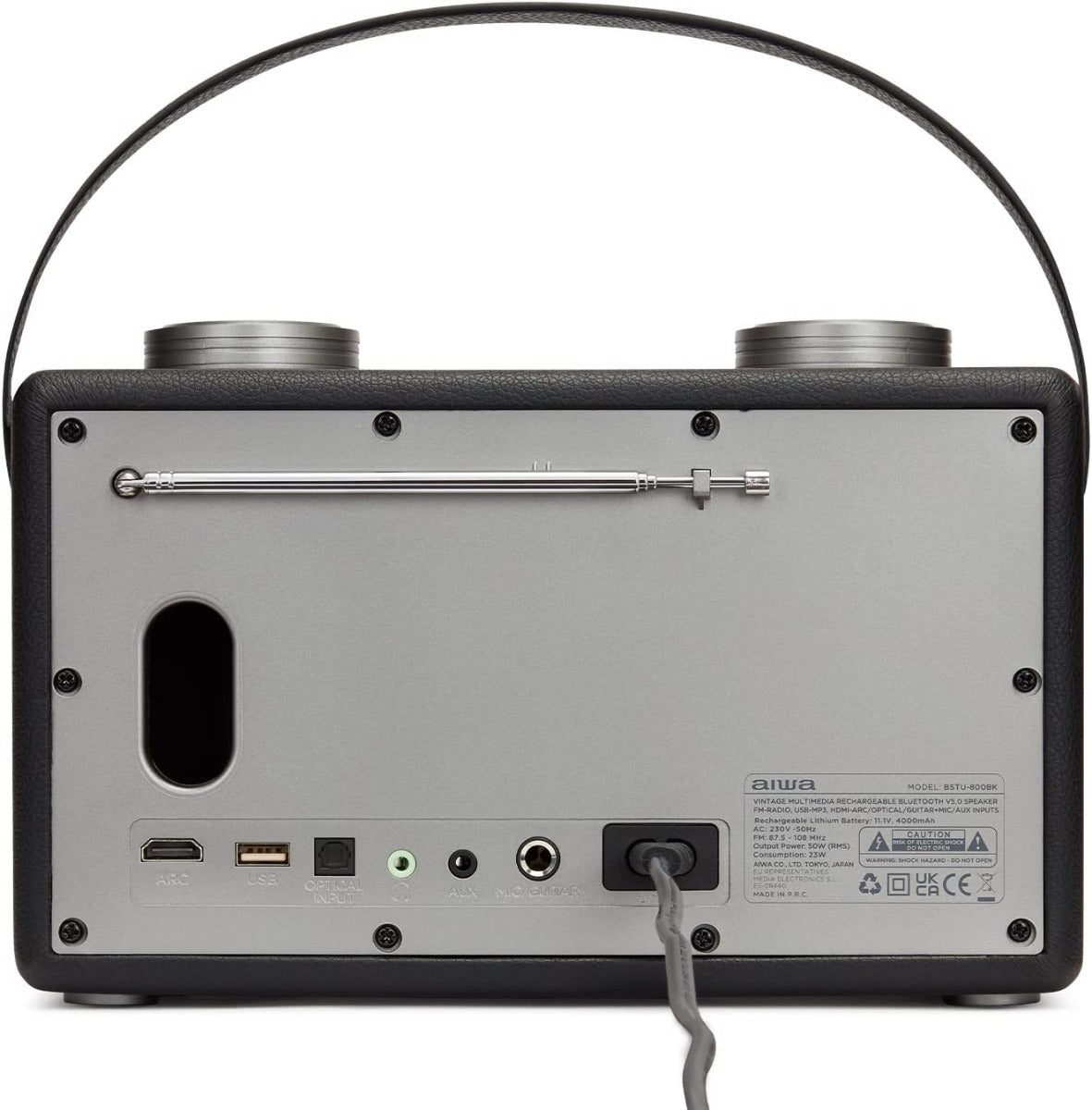 AIWA BSTU-800BK 50w RMS Bluetooth Speaker with FM Radio, Mic/Guitar Input & HDMI-ARC Black