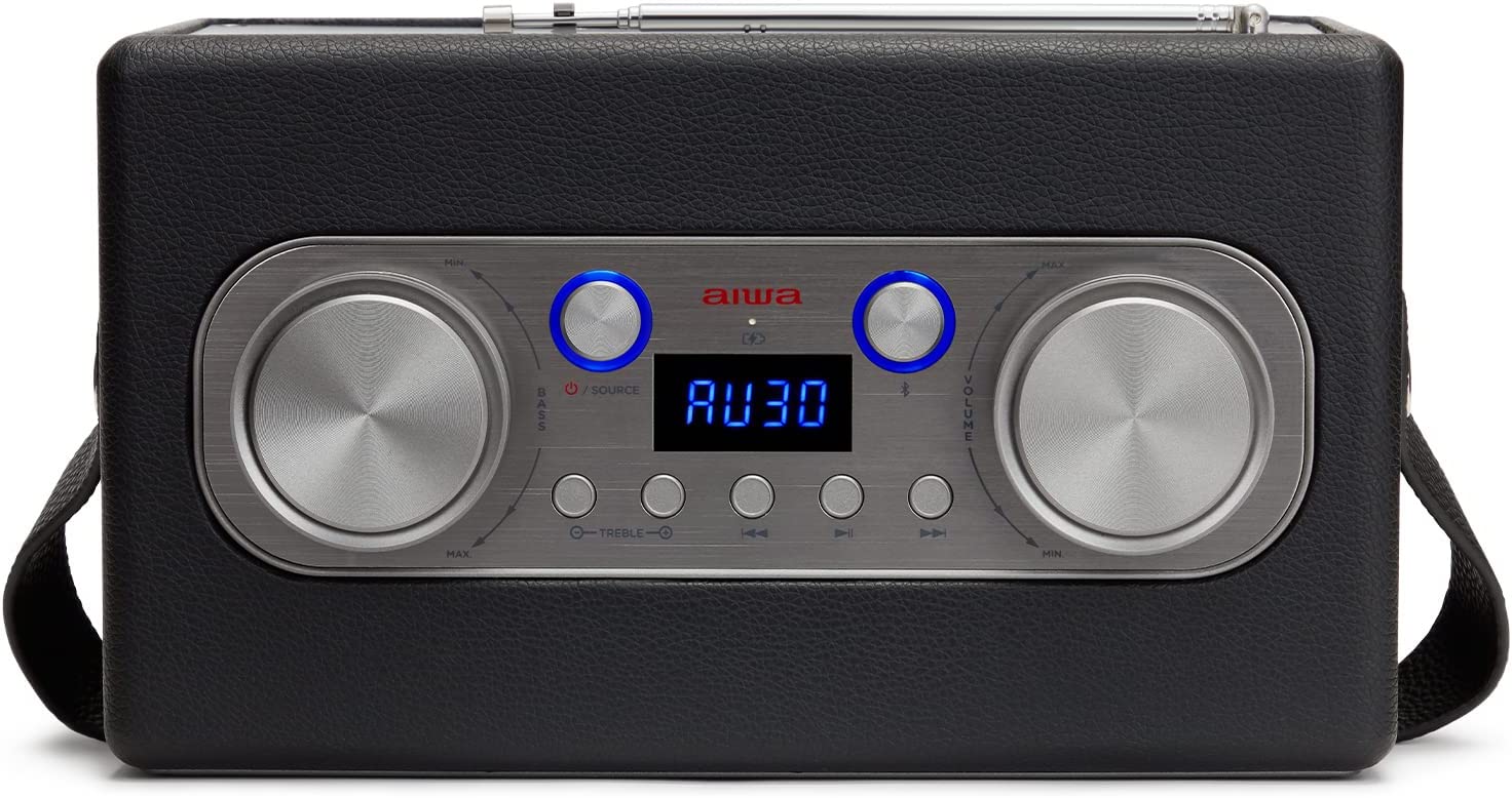AIWA BSTU-800BK 50w RMS Bluetooth Speaker with FM Radio, Mic/Guitar Input & HDMI-ARC Black